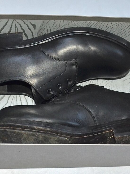 Alexander McQueen Black Leather Derby Shoes EU 42 / US 9 Round Toe w Box main image 5